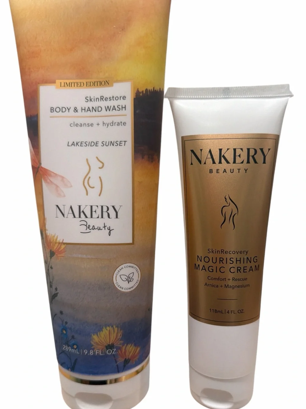 Nakery 2PC Bundle NEW Lakeside Body Wash + Arnica Magnesium Magic Cream New